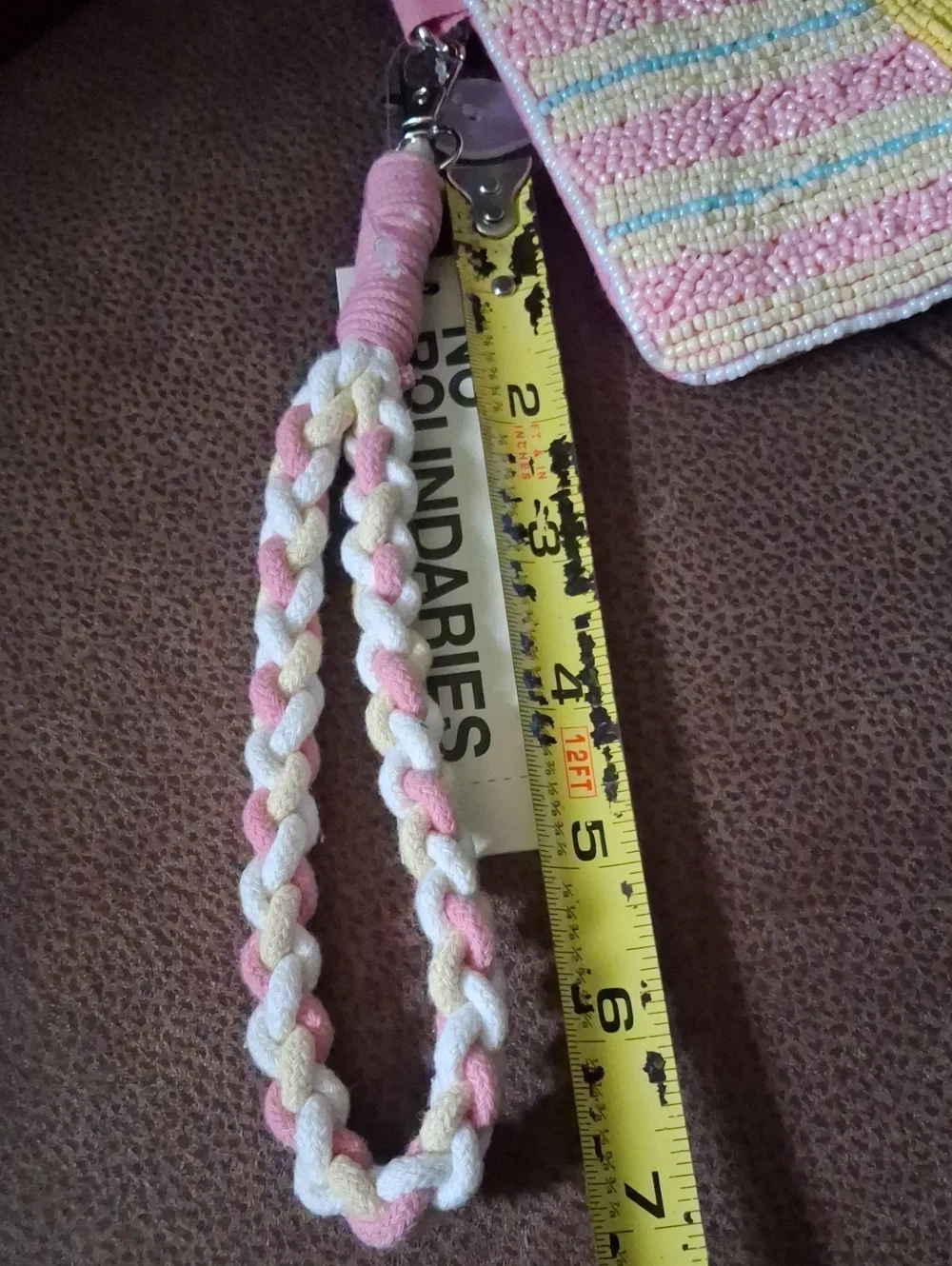 No Boundaries Pink Striped Lemon Wristlet Pouch